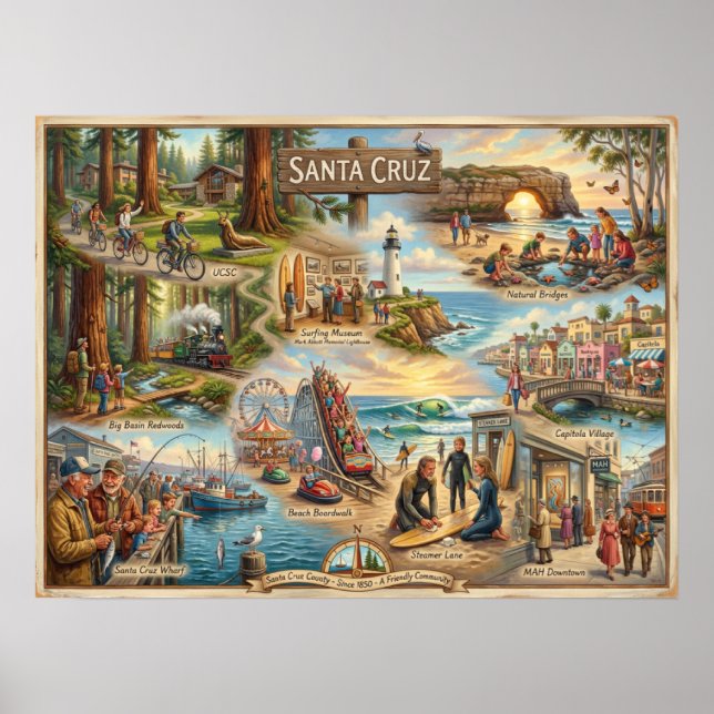 Carte de l'ambiance de Santa Cruz – Impression d'a (Devant)