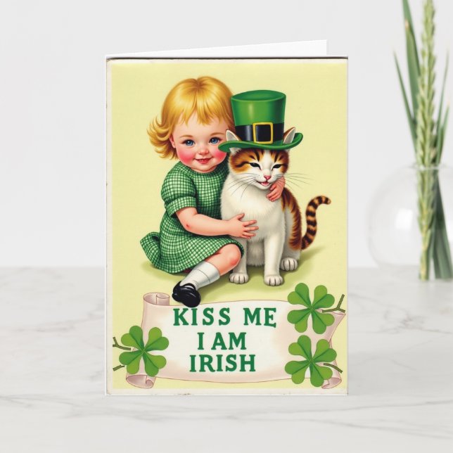 Carte de l'amitié de chat de la bénédiction irland (Devant)