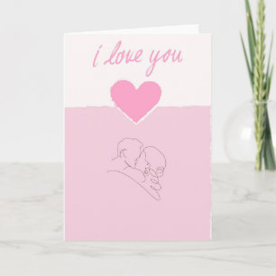 Carte de l'amour de baiser d'art de ligne minimali