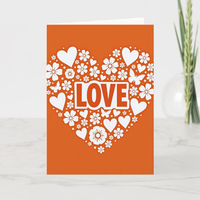 Carte de l'amour romantique cœurs fleurs (Devant)