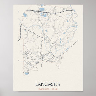 Carte de Lancaster Massachusetts Poster