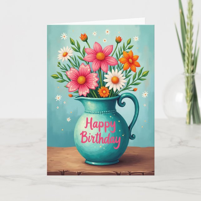 Carte de lanceur floral joyeux (Devant)