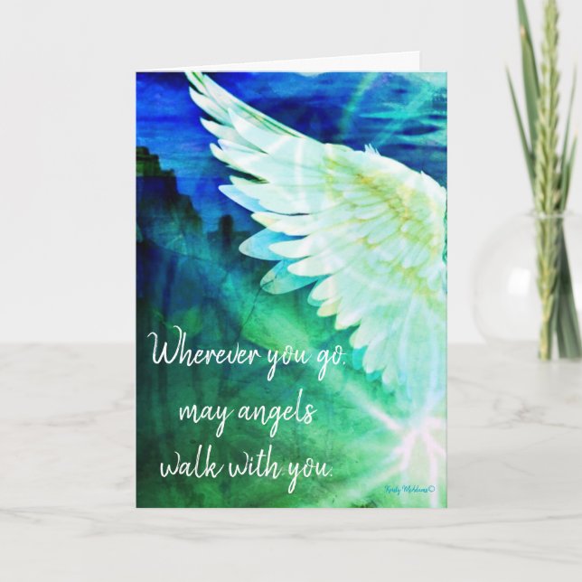 Carte de l'ange gardien bleu - Les anges marchent  (Devant)