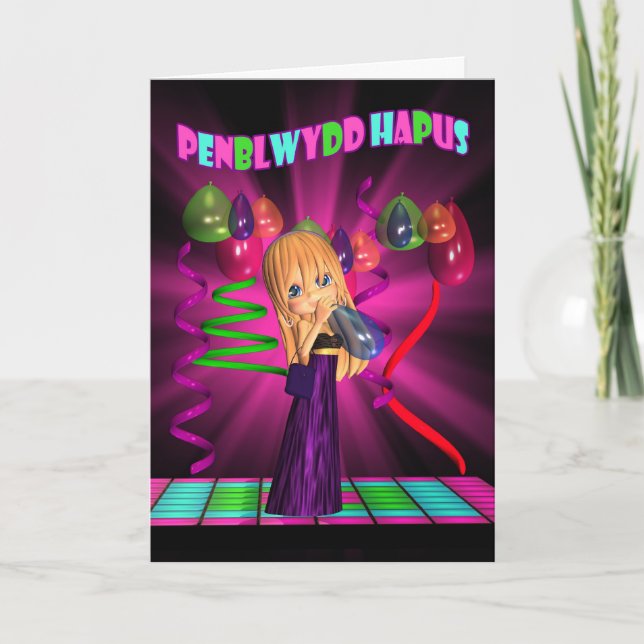 Carte de langue de Gallois de joyeux anniversaire (Devant)