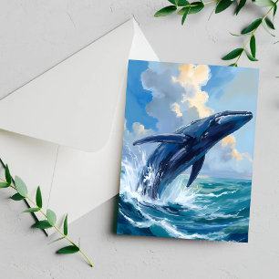 Carte de l'animal océanique baleine bleue