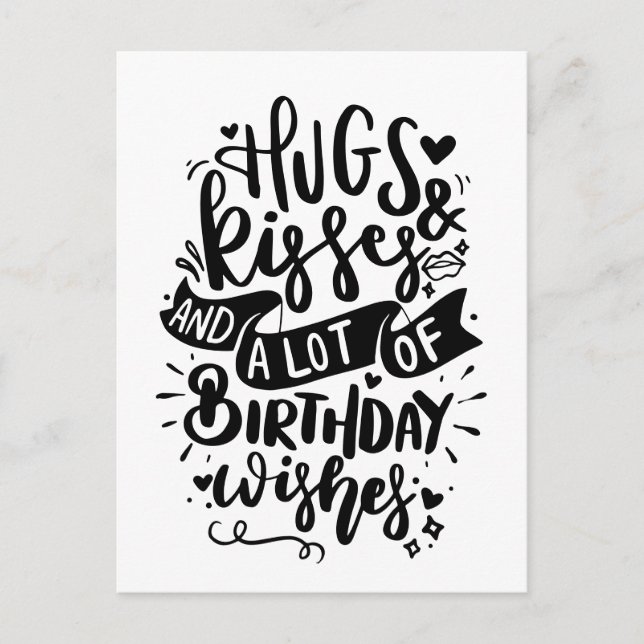 Carte de l'année Hugs Kisses & Birthday Wishes (Devant)