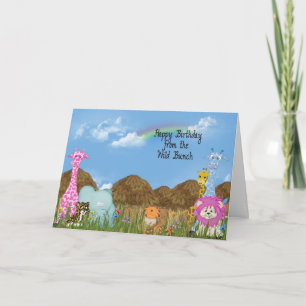 Carte De l'anniversaire d'une jungle de groupe