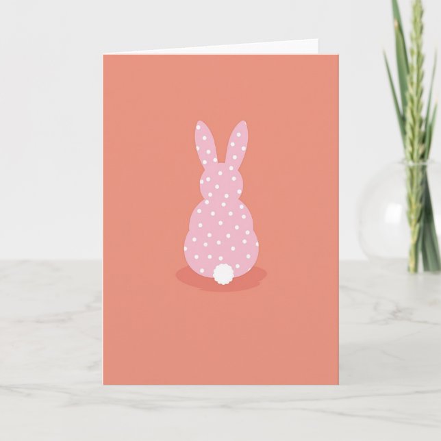 Carte de Lapin à Points Roses (Devant)