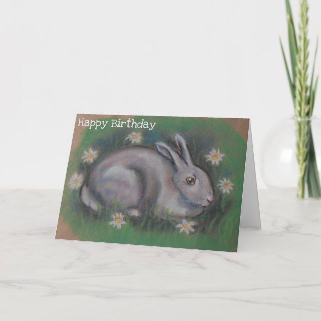 Carte de lapin bunny doux et blanc mignon (Devant)
