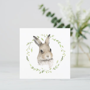 Carte de lapin d'aquarelle d'animal forestier