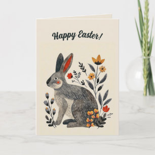 Carte de lapin d'art folklorique modifiable