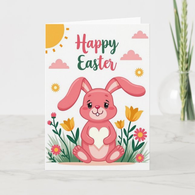 Carte de Lapin de Bon Printemps (Devant)