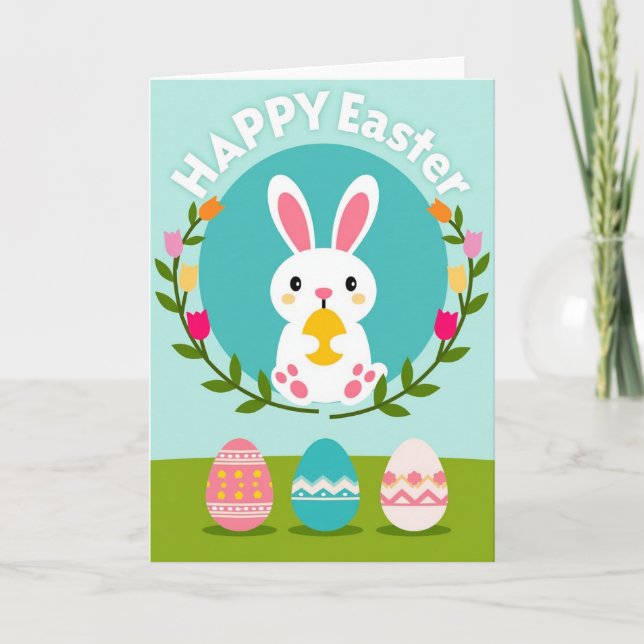 Carte de Lapin de Célébration de Printemps (Devant)