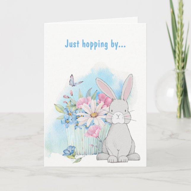 Carte de lapin de fleurs de printemps pour toutes  (Devant)