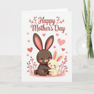 Carte de lapin de la fête des mères adorée