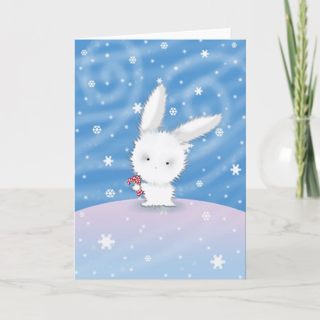 Carte de Lapin de Noël Bunny de Neige (Devant)