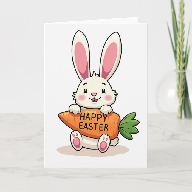 Carte de lapin de Pâques avec carotte (Devant)