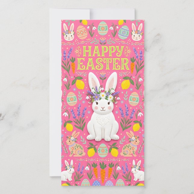 Carte de lapin de Pâques joyeux (Devant)