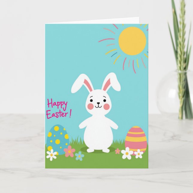 Carte de lapin de printemps heureux (Devant)