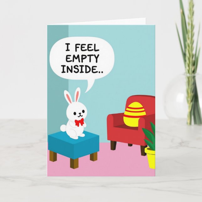 Carte de lapin drôle vide à l'intérieur (Devant)