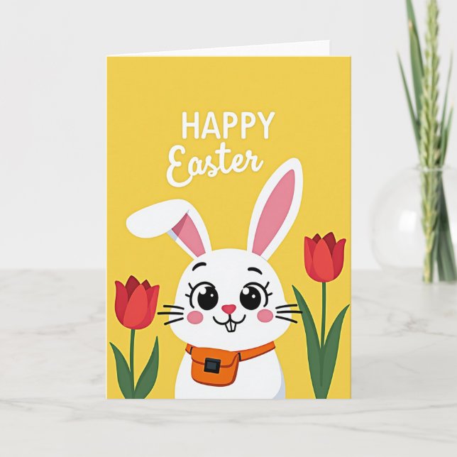 Carte de Lapin Printanier Joyeux (Devant)
