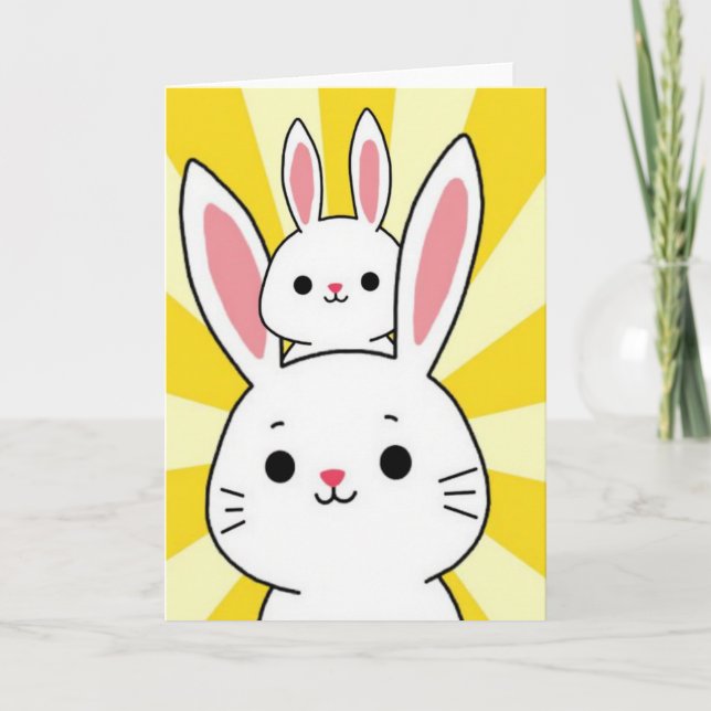 Carte de lapins amis soleil heureux (Devant)