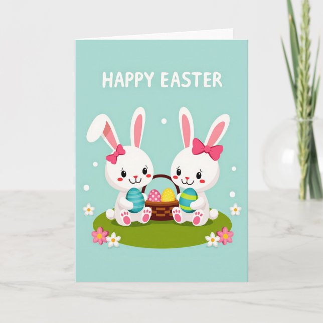 Carte de lapins joyeux de printemps (Devant)