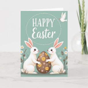 Carte de lapins joyeux printemps