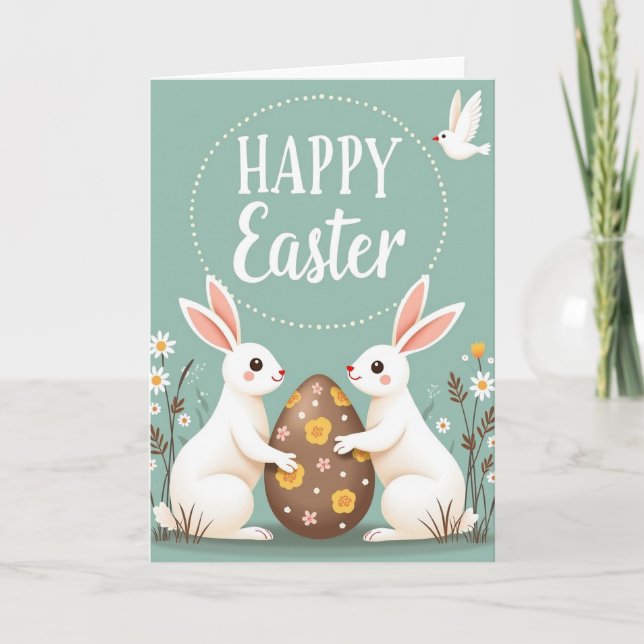 Carte de lapins joyeux printemps (Devant)