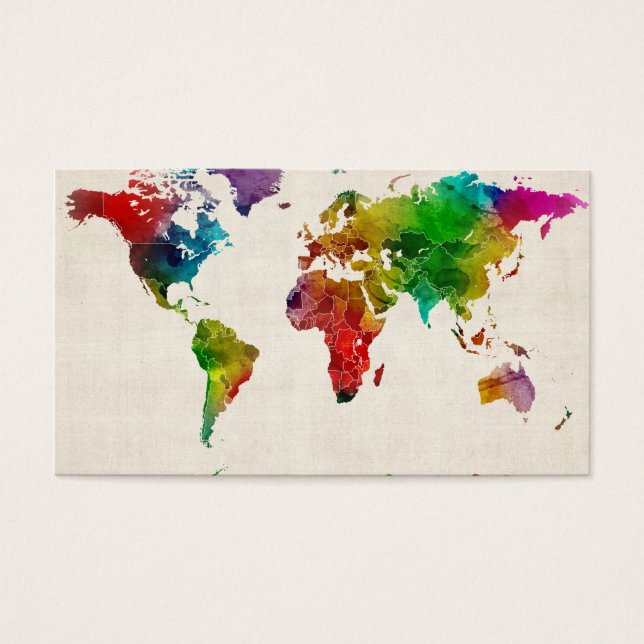 Carte de l'aquarelle de la carte mondiale (Devant)