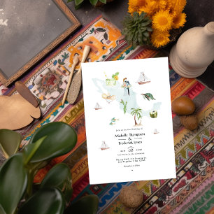 Carte de l'aquarelle du Mexique Destination Mariag