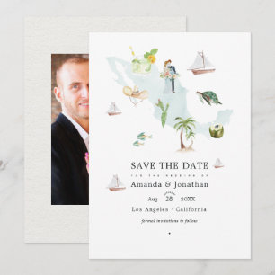 Carte de l'aquarelle du Mexique Destination Mariag