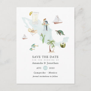 Carte de l'aquarelle du Mexique Destination Weddin