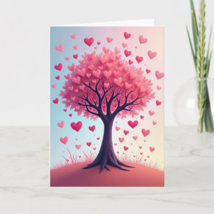Carte de l'arbre à cœur romantique