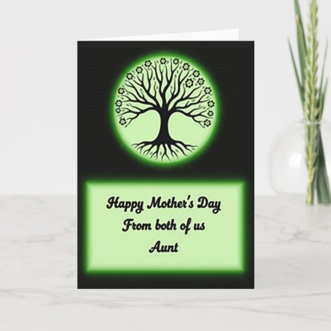 Carte de l'Arbre de la Fête des Mères Aura Verte (Devant)