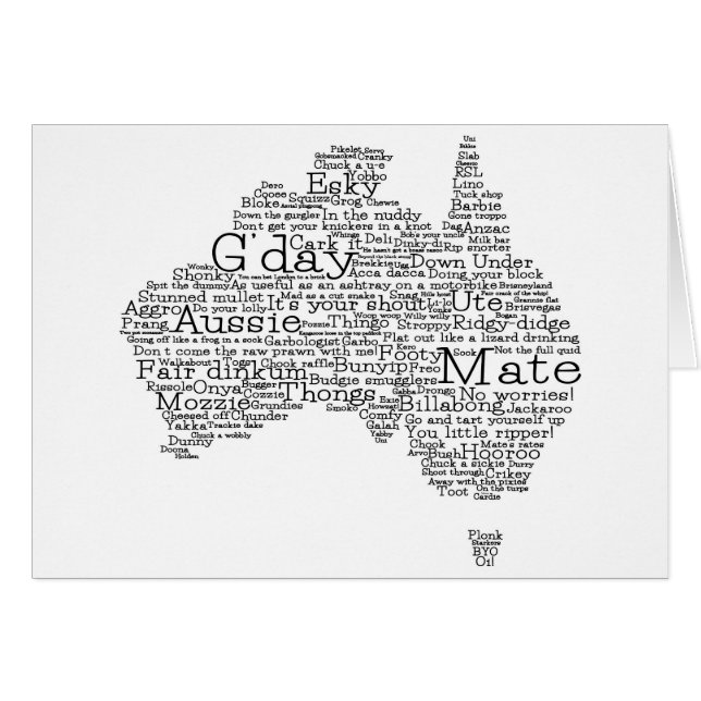 Carte de l'argot australien (Devant horizontal)