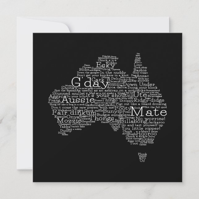 Carte de l'argot australien (Devant)