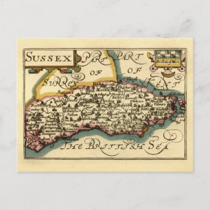 Carte de l'Atlas Antiquaire du comté de Sussex Ang