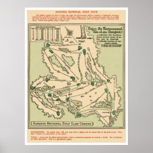 Carte de l'Augusta National Golf Course Poster