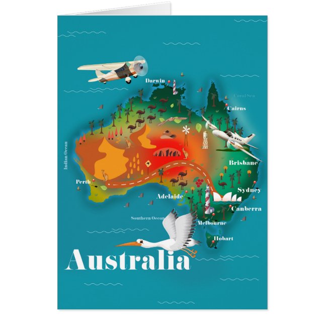 Carte de l'Australie poster Voyage (Devant)