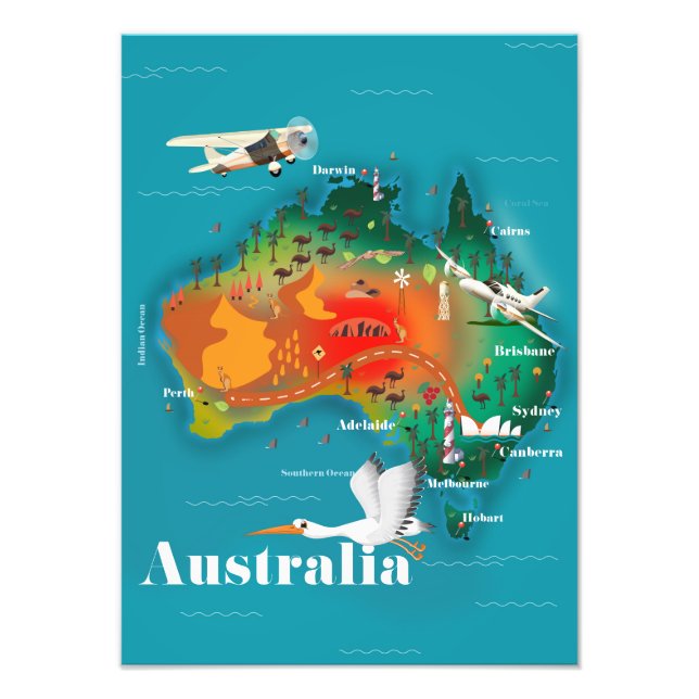 Carte de l'Australie poster Voyage (Devant)