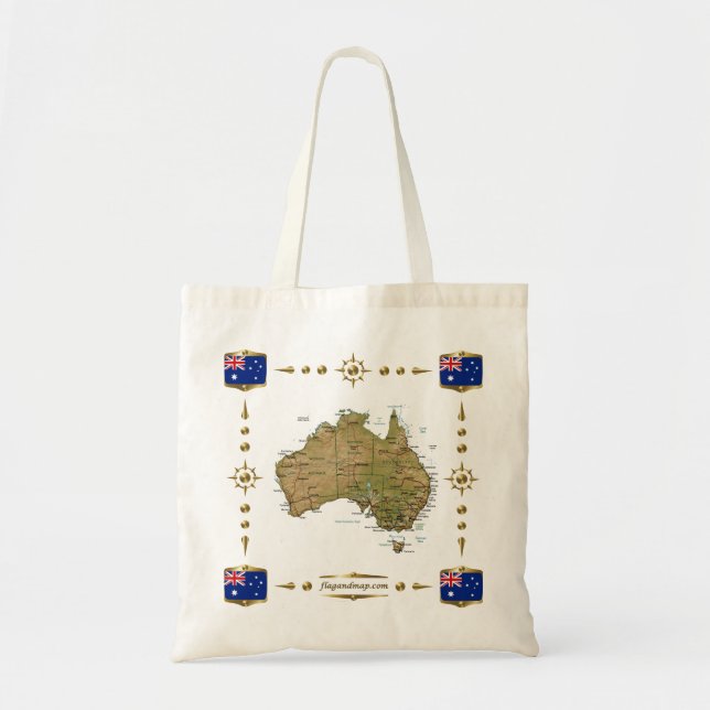 Carte de l'Australie + Sac de drapeaux (Devant)