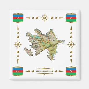 Carte de l'Azerbaïdjan + Aimant drapeaux