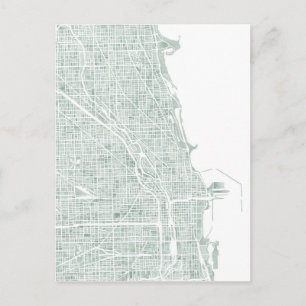 Carte de l'eau de Chicago seaglass bleu vert