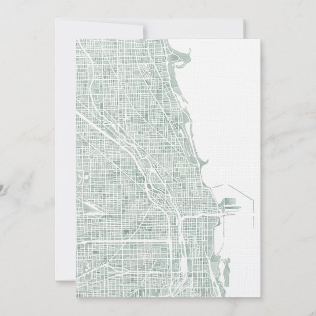 Carte de l'eau de Chicago seaglass bleu vert (Devant)