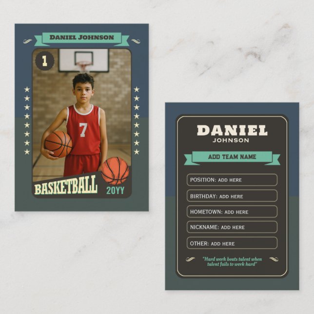 Carte de lecteur personnalisée Retro Basketball (Devant / Derrière)