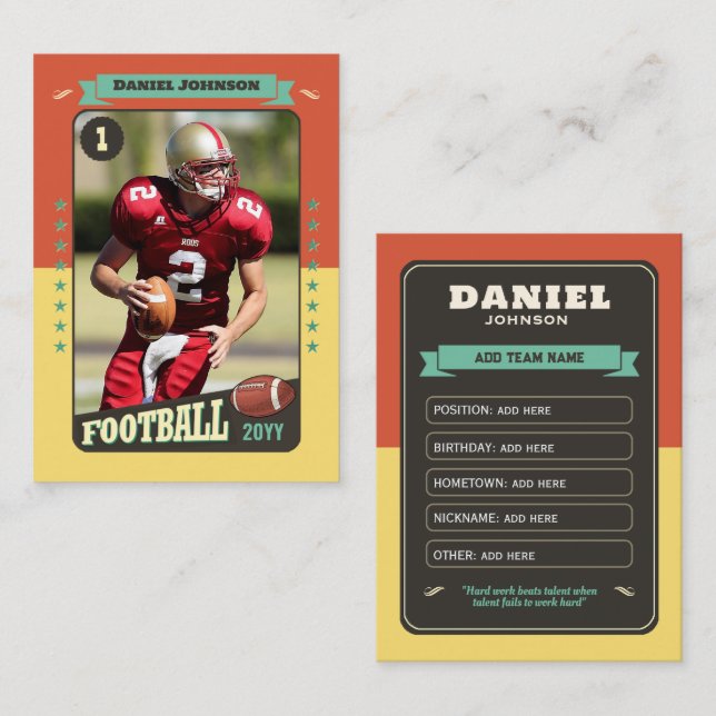 Carte de lecteur Retro Custom Football Card (Devant / Derrière)