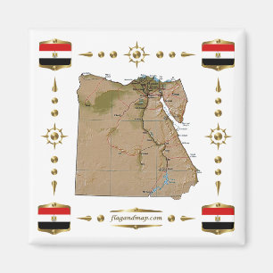 Carte de l'Egypte + Magnet des drapeaux