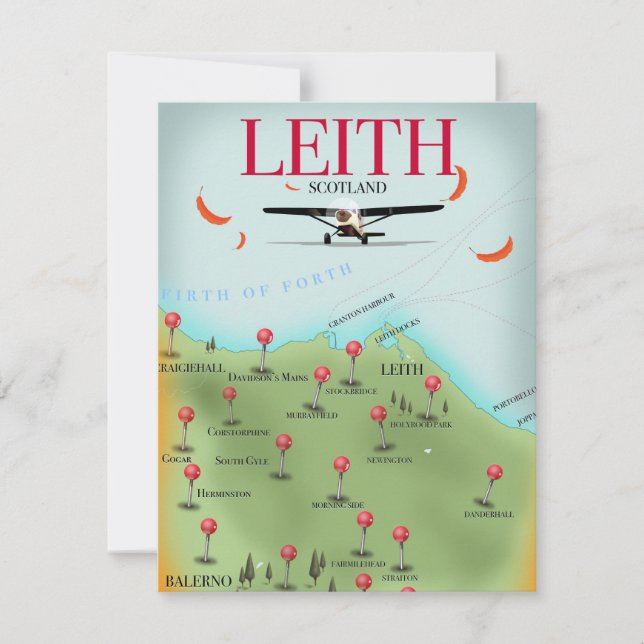 Carte de Leith en Écosse de style vintage (Devant)