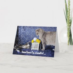 Carte De l'Enfant ou du chat qui est une poignée - Fête